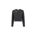 Dice Kayek Grey Crystal-Embellished Wool Cardigan | Cardigan | Coveti
