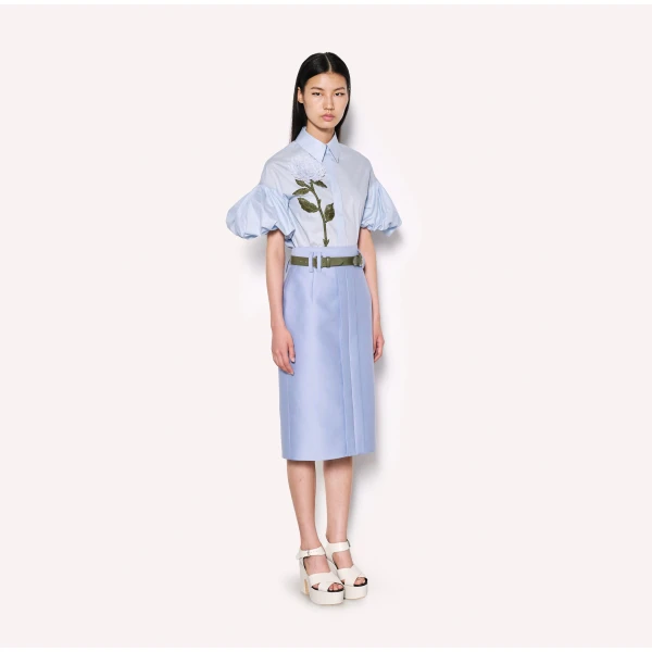 Dice Kayek High-Waisted Midi Pencil Skirt in Blue | Pencil Skirts | Coveti