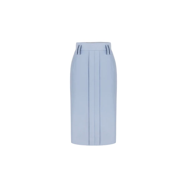 High-Waisted Midi Pencil Skirt in Blue