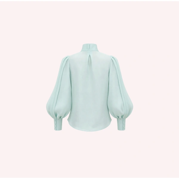 Dice Kayek Mint Green Sculptural Balloon Sleeve Blouse | Blouse | Coveti