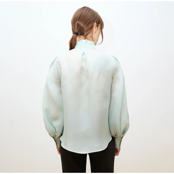Dice Kayek Mint Green Sculptural Balloon Sleeve Blouse | Blouse | Coveti