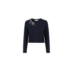Dice Kayek Navy Crystal-Embellished Wool Cardigan | Cardigan | Coveti