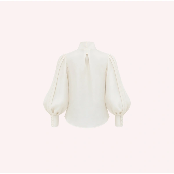 Dice Kayek Off White Sculptural Balloon Sleeve Blouse | Blouse | Coveti