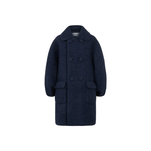 Oversized Wool Blend Coat in Navy