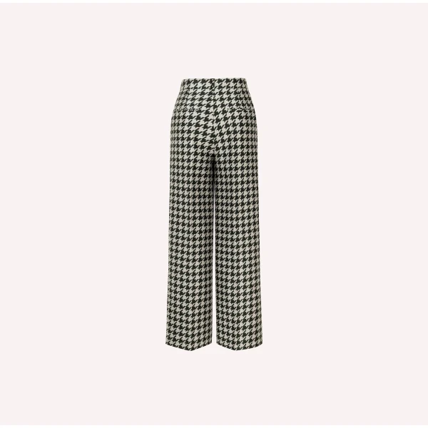 Dice Kayek Pied-de-Poule Wide-Leg Wool Pants in Green | Wide leg pants | Coveti