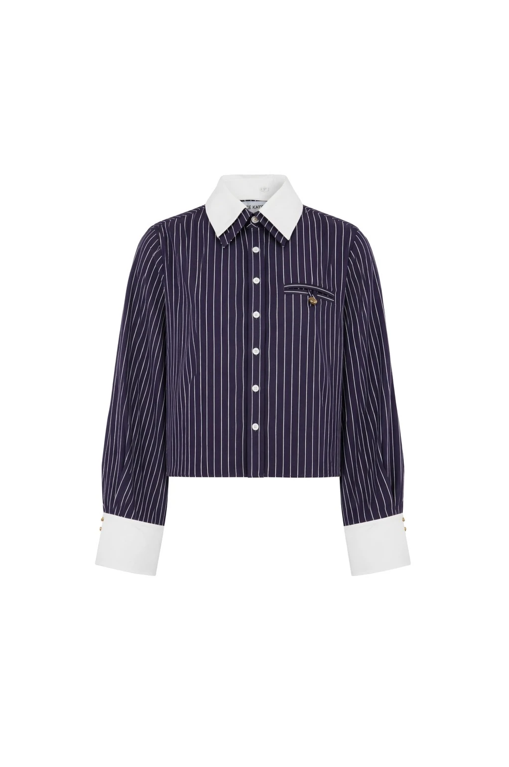 Dice Kayek Pinstriped Cotton Shirt with Detachable Collar in Navy Dice Kayek Pinstriped Cotton Shirt with Detachable Collar in Navy | Shirts | Coveti
