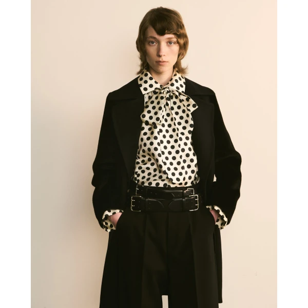 Dice Kayek Polka-Dot Bow-Tie Shirt in Black and White Dots | Shirts | Coveti