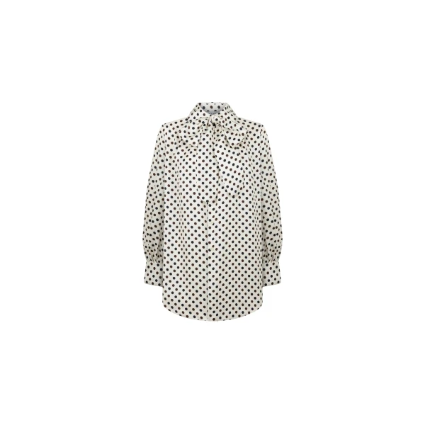 Dice Kayek Polka-Dot Bow-Tie Shirt in Black and White Dots | Shirts | Coveti