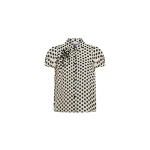 Dice Kayek Polka Dot Organza Puff Sleeve Shirt in Black and White Dots | Shirts | Coveti