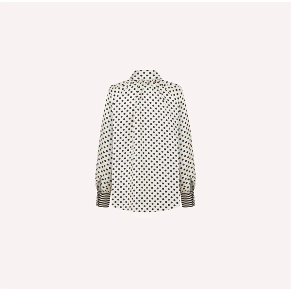 Dice Kayek Polka-Dot Silk Blouse with Bow Tie in Black and White Dots | Blouse | Coveti
