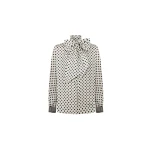 Dice Kayek Polka-Dot Silk Blouse with Bow Tie in Black and White Dots | Blouse | Coveti