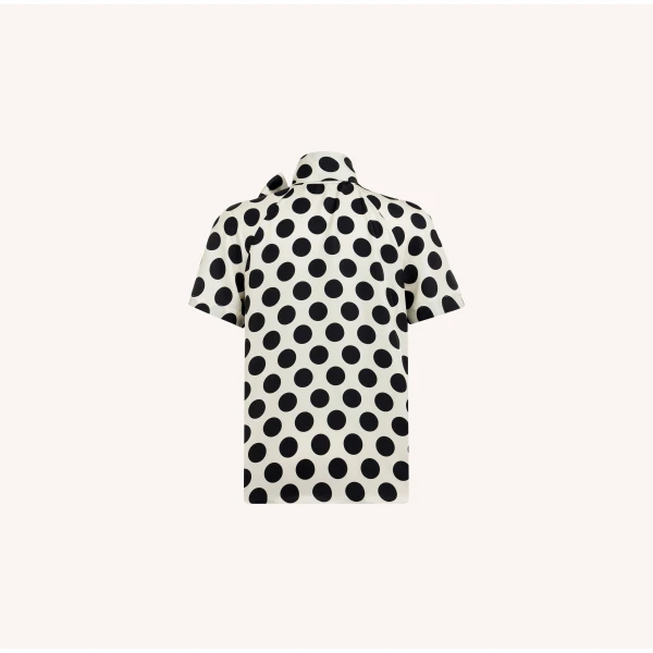 Dice Kayek Polka Dot Silk Twill Bow Neck Blouse | Blouse | Coveti
