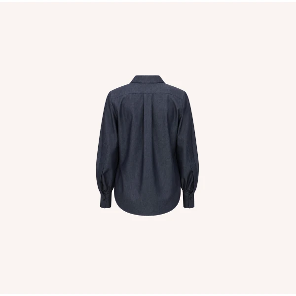 Dice Kayek Ruffle-Trim Chambray Shirt in Indigo | Shirts | Coveti
