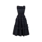 Dice Kayek Ruffled Tiered Midi Dress in Black | Midi Dresses | Coveti