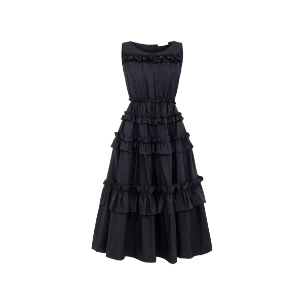 Dice Kayek Ruffled Tiered Midi Dress in Black | Midi Dresses | Coveti