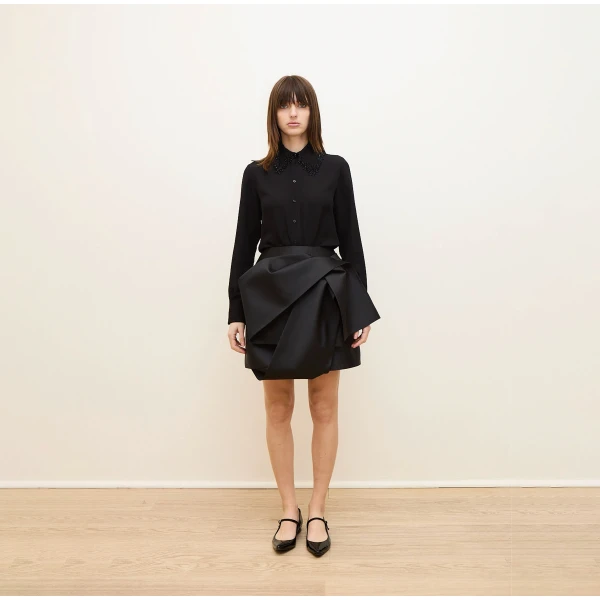 Dice Kayek Sculptural Fold Mini Skirt in Black | Mini Skirts | Coveti