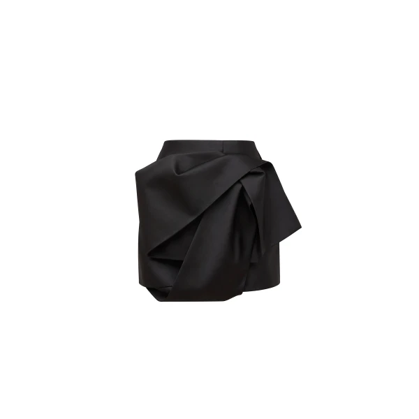 Sculptural Fold Mini Skirt in Black