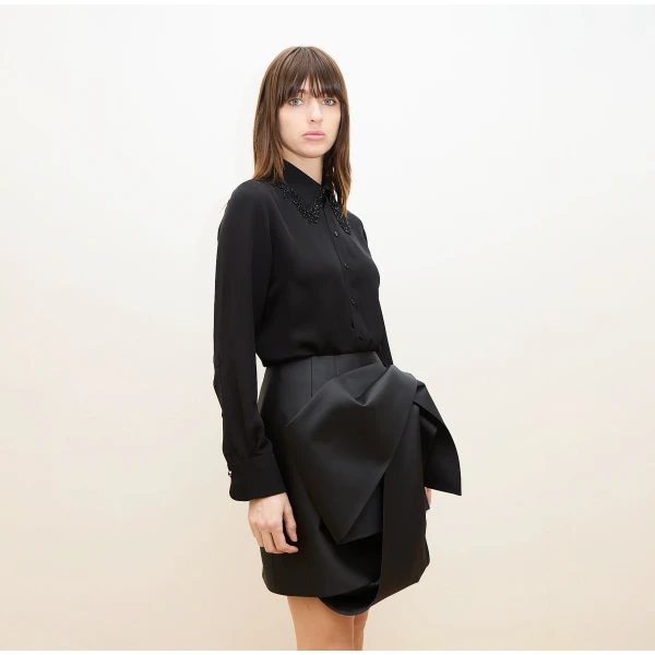 Dice Kayek Sculptural Fold Mini Skirt in Navy | Mini Skirts | Coveti