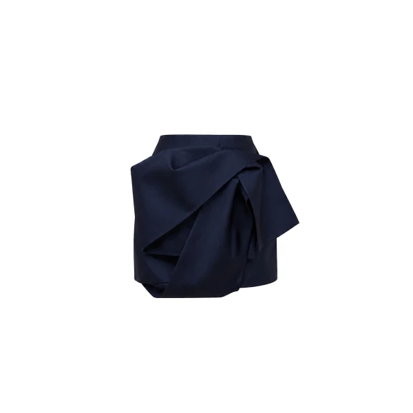 Dice Kayek Sculptural Fold Mini Skirt in Navy | Mini Skirts | Coveti