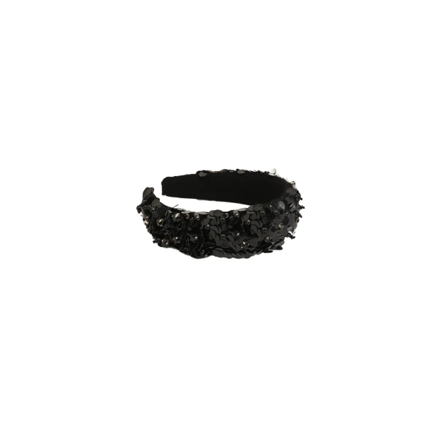 Dice Kayek Sequined Headband in Black | Hair Accessories | Coveti