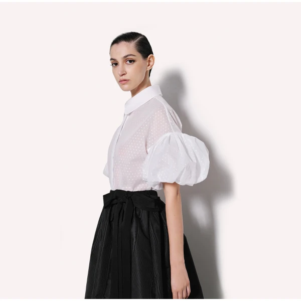 Dice Kayek Signature Cotton Voile Shirt in Optic White | Shirts | Coveti