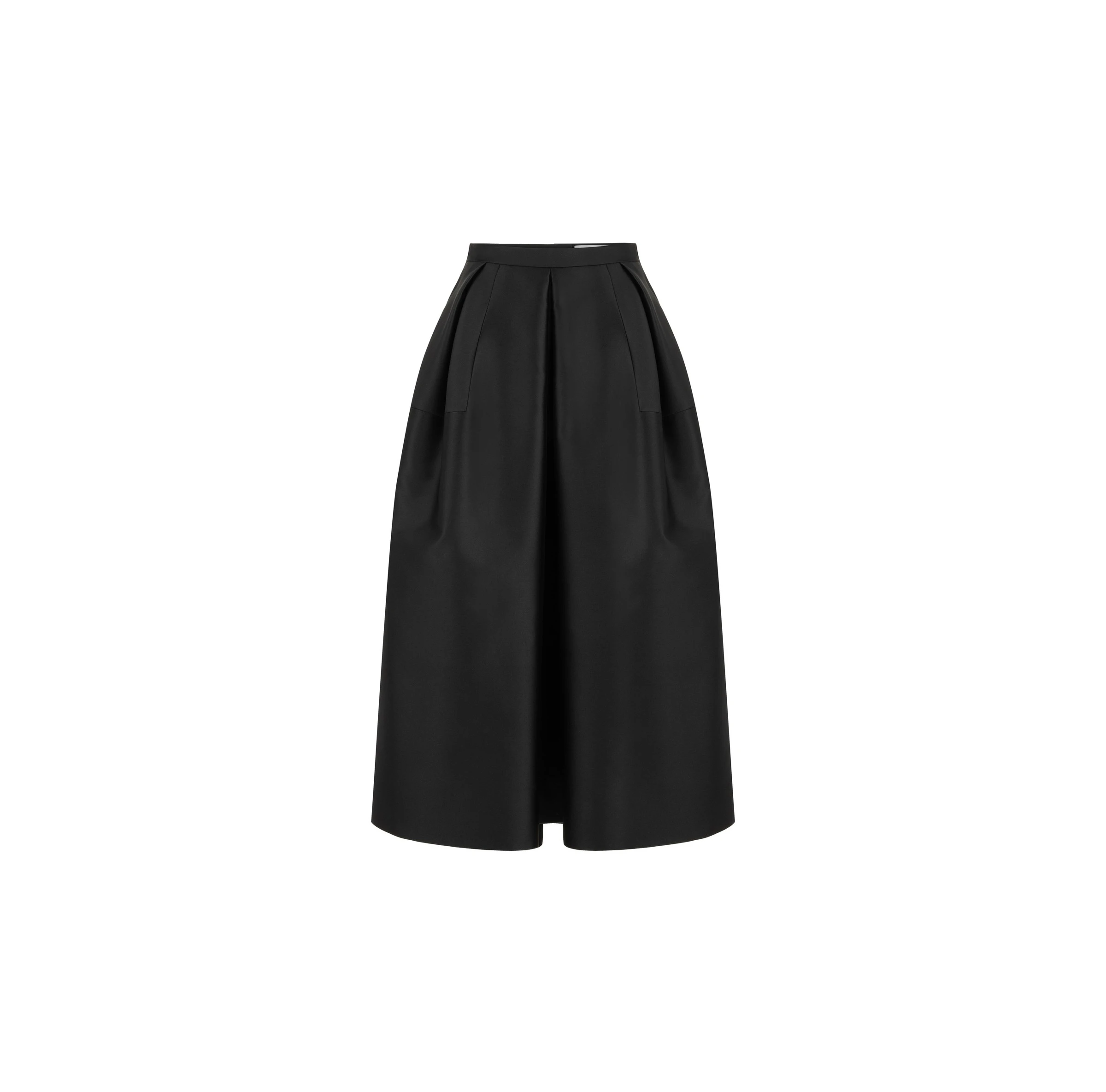 Dice Kayek Signature Sculptural Satin Midi Skirt in Black Dice Kayek Signature Sculptural Satin Midi Skirt in Black | Midi Skirts | Coveti