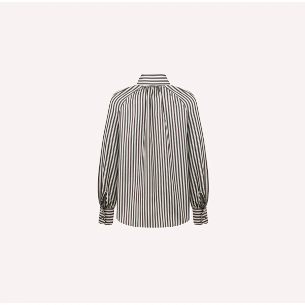 Dice Kayek Silk Blouse with Bow Tie in Brown Stripe | Blouse | Coveti