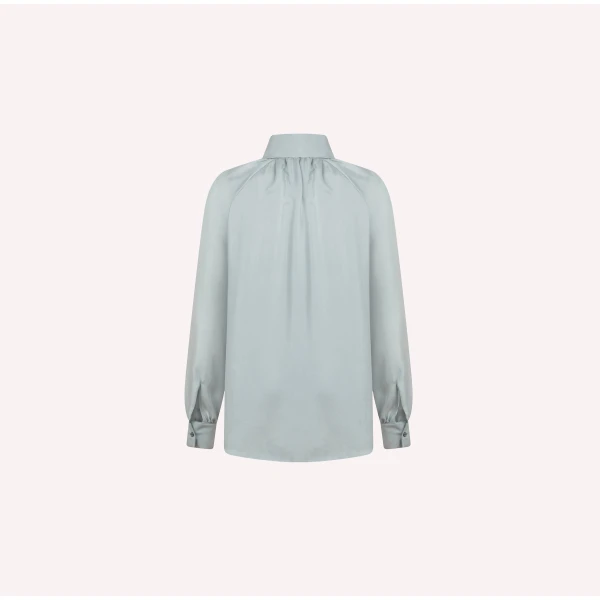 Dice Kayek Silk Tie Blouse in Nile | Blouse | Coveti