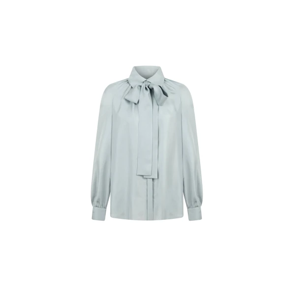 Dice Kayek Silk Tie Blouse in Nile | Blouse | Coveti