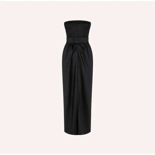 Dice Kayek Strapless Bow-Detail Satin Gown in Black | Evening Gowns | Coveti