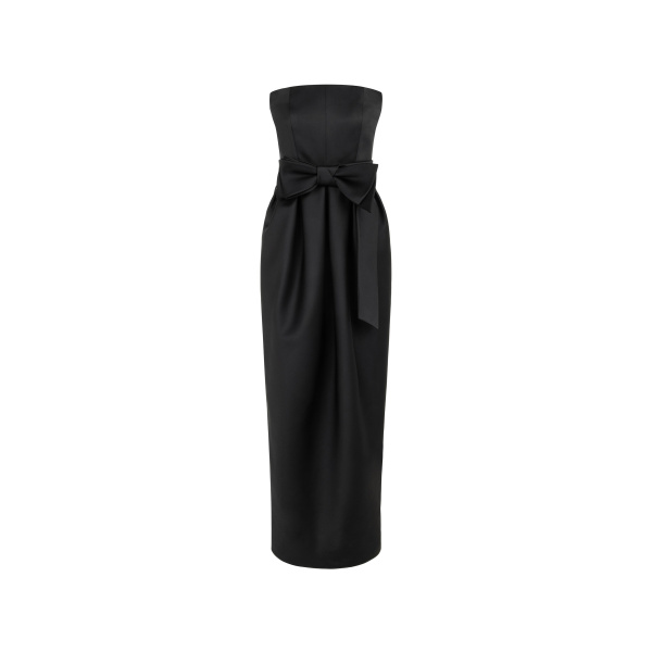 Dice Kayek Strapless Bow-Detail Satin Gown in Black | Evening Gowns | Coveti
