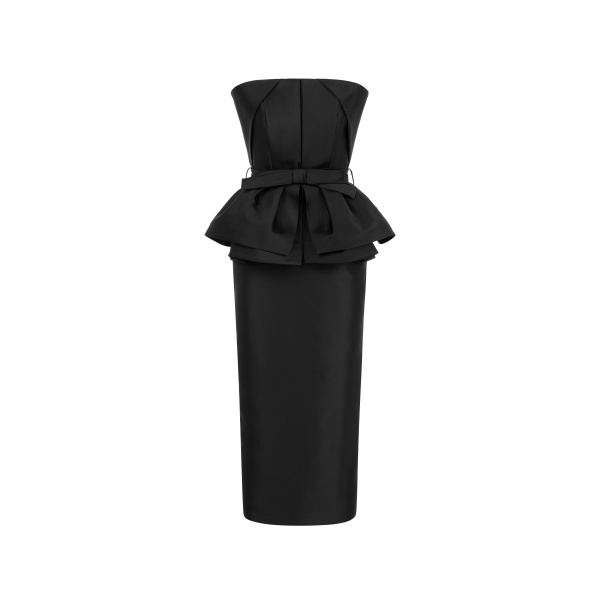 Dice Kayek Strapless Peplum Dress in Black | Evening Gowns | Coveti