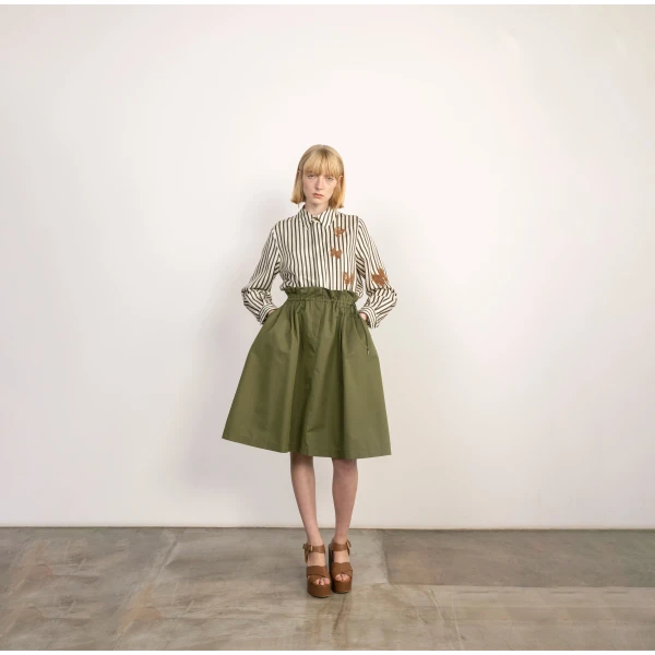 Dice Kayek Striped Butterfly Silk Shirt in Khaki Stripe | Shirts | Coveti