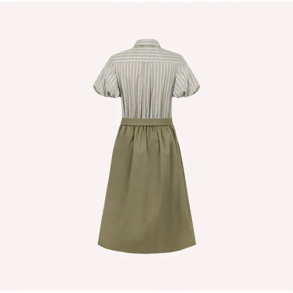 Dice Kayek Striped Cotton Shirt Dress with Sculptural Sleeves in Tobacco | Shirtdress | Coveti