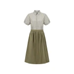 Dice Kayek Striped Cotton Shirt Dress with Sculptural Sleeves in Tobacco | Shirtdress | Coveti