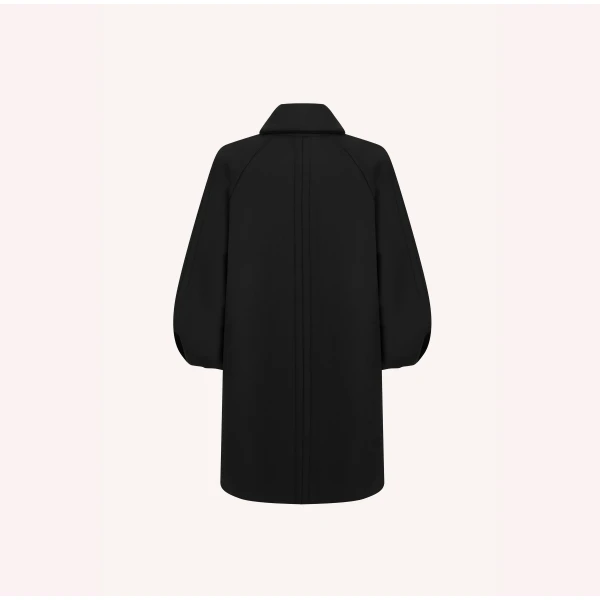 Dice Kayek Structured Coat with Embellished Buttons in Black | Wool Coat | Coveti