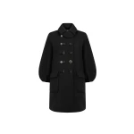 Dice Kayek Structured Coat with Embellished Buttons in Black | Wool Coat | Coveti