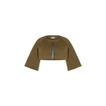 Dice Kayek Structured Cropped Jacket with Wide Sleeves in Tobacco | Jackets | Coveti