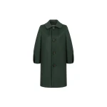 Dice Kayek Structured Wool Cocoon Coat in Deep Green | Wool Coat | Coveti