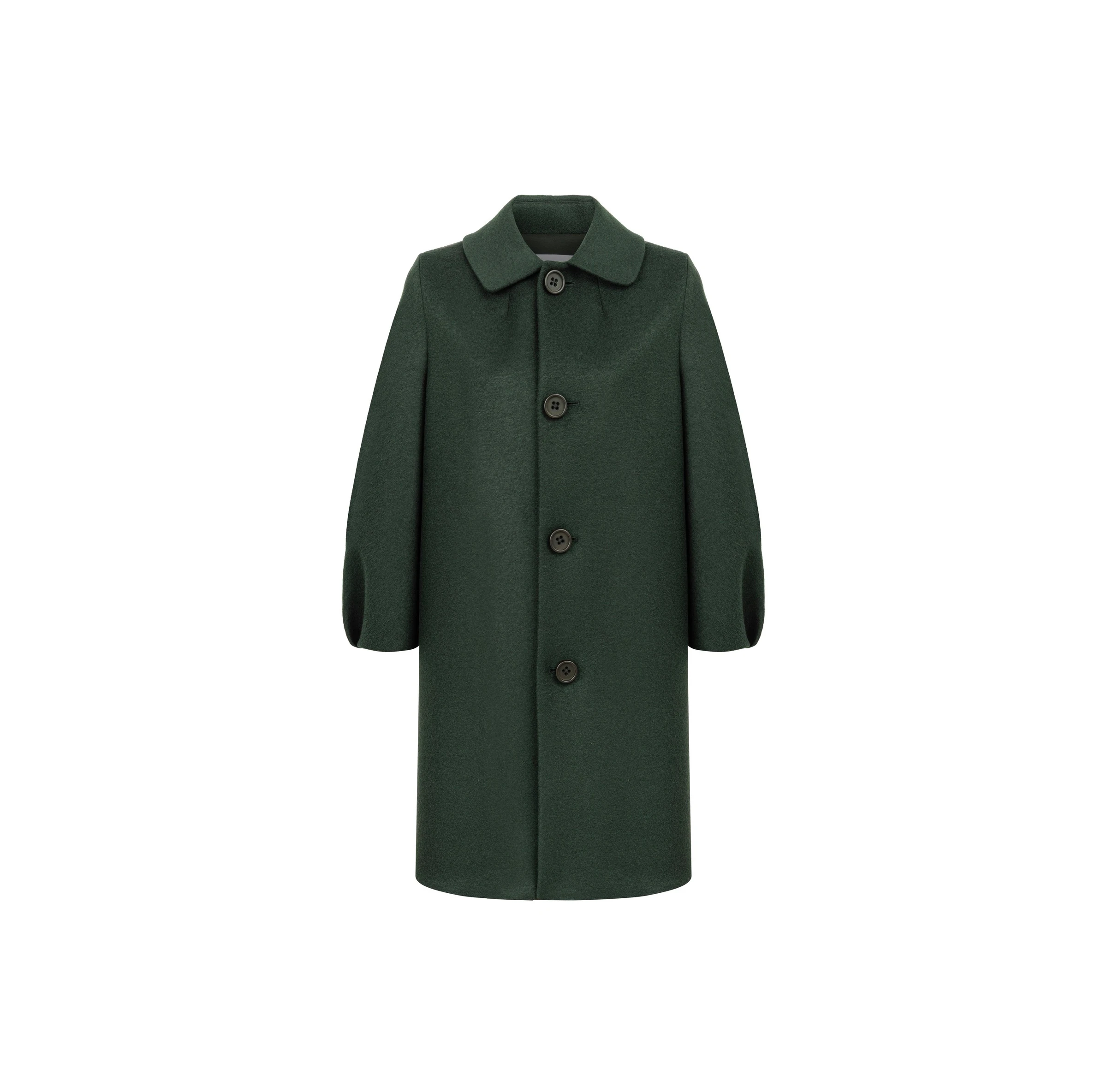 Dice Kayek Structured Wool Cocoon Coat in Deep Green Dice Kayek Structured Wool Cocoon Coat in Deep Green | Wool Coat | Coveti