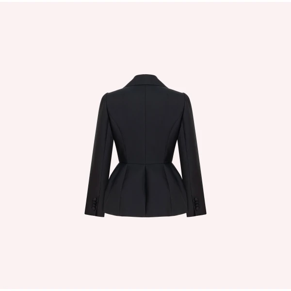 Dice Kayek Tailored Peplum Blazer Cotton Silk in Black | Blazers | Coveti