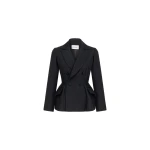 Dice Kayek Tailored Peplum Blazer Cotton Silk in Black | Blazers | Coveti