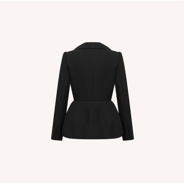 Dice Kayek Tailored Peplum Blazer Satin Back in Black | Blazers | Coveti