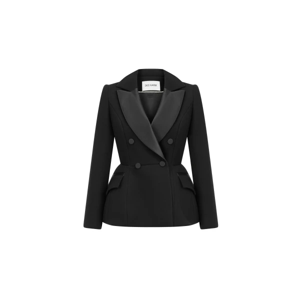 Tailored Peplum Blazer Satin Back in Black