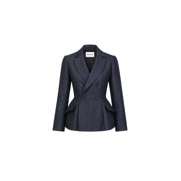 Dice Kayek Tailored Peplum Jacket in Denim | Jackets | Coveti