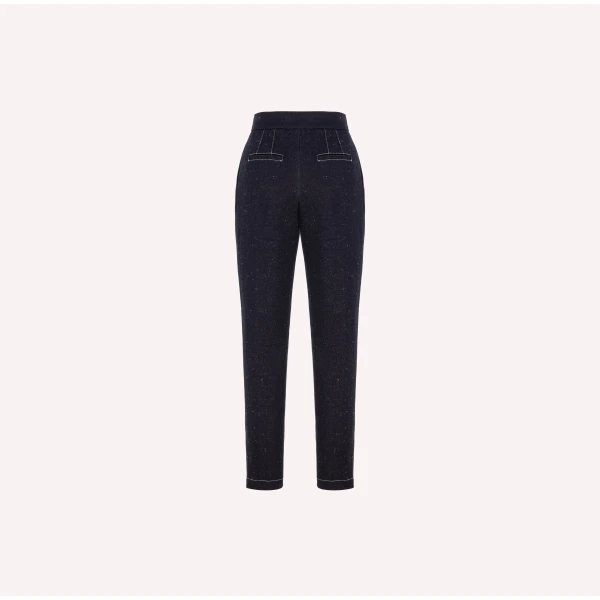 Dice Kayek Tapered Denim Pants with Contrast Stitching in Indigo | Denim | Coveti