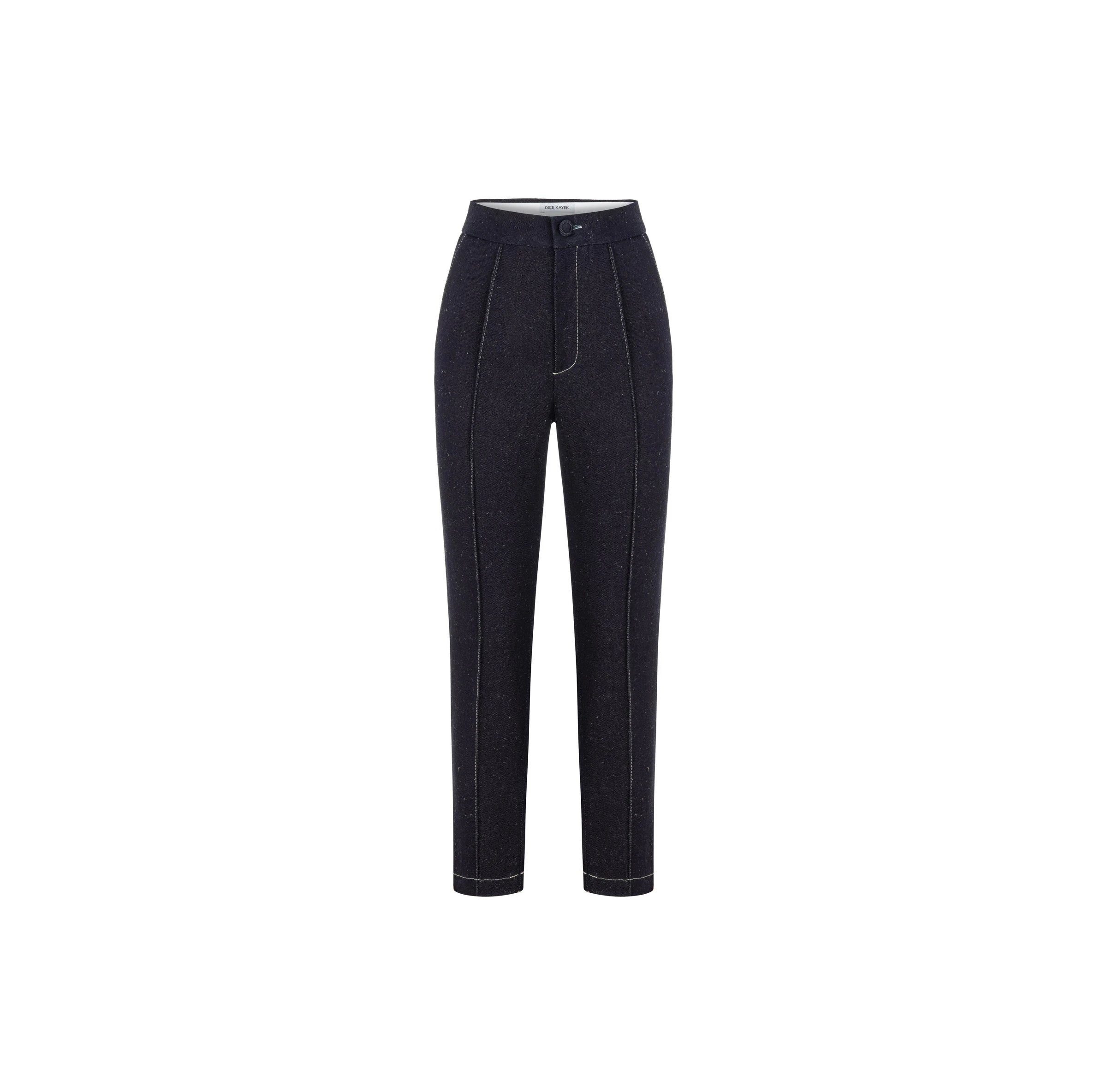 Dice Kayek Tapered Denim Pants with Contrast Stitching in Indigo Dice Kayek Tapered Denim Pants with Contrast Stitching in Indigo | Denim | Coveti