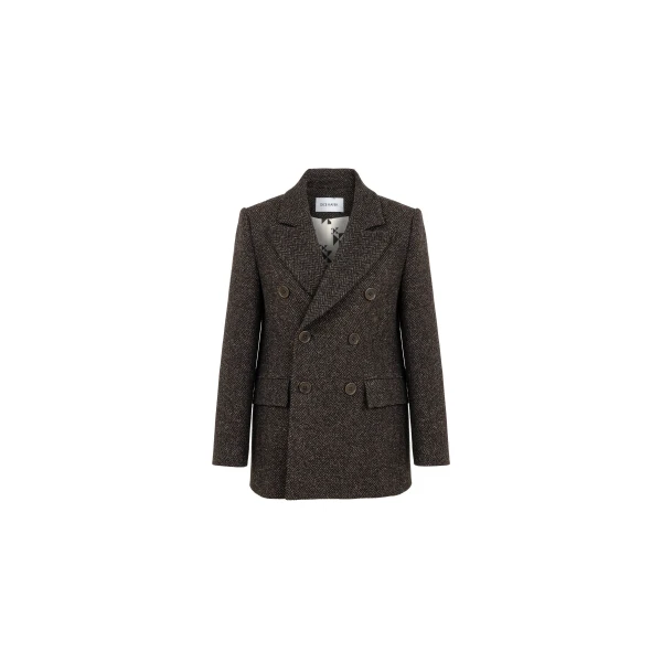 Dice Kayek Textured Wool Jacket in Brown | Jackets | Coveti