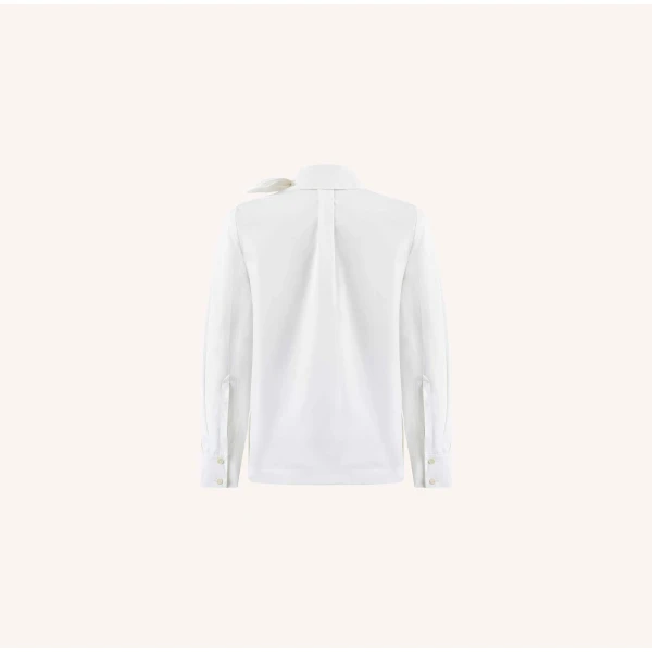 Dice Kayek Tied Collar Poplin Shirt in White | Shirts | Coveti