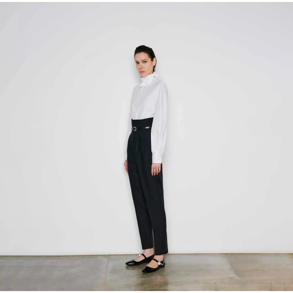 Dice Kayek Tied Collar Poplin Shirt in White | Shirts | Coveti